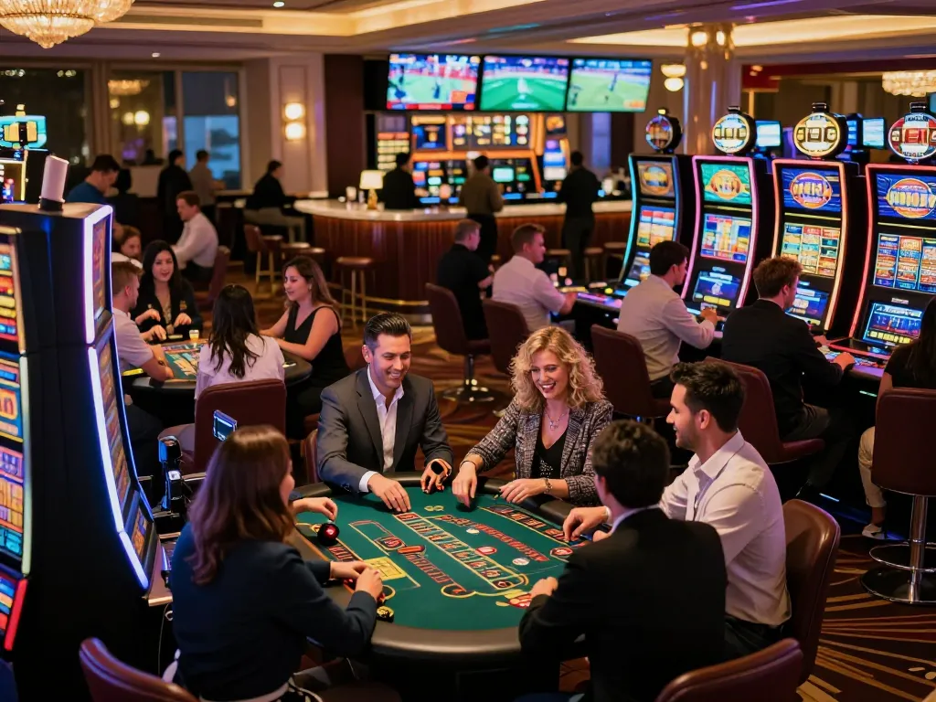 Players enjoying exciting table games at 388bet casino with vibrant nightlife atmosphere.