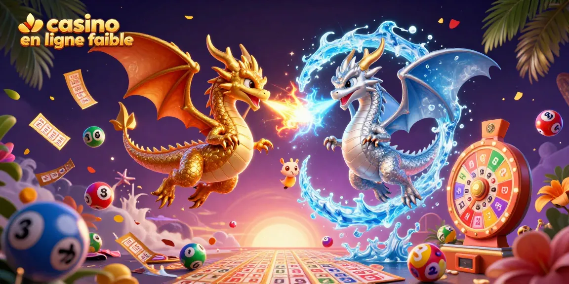 Vivez l'expérience du casino en ligne fiable en regardant les dragons 3D s'affronter et les éléments de loterie vibrants.