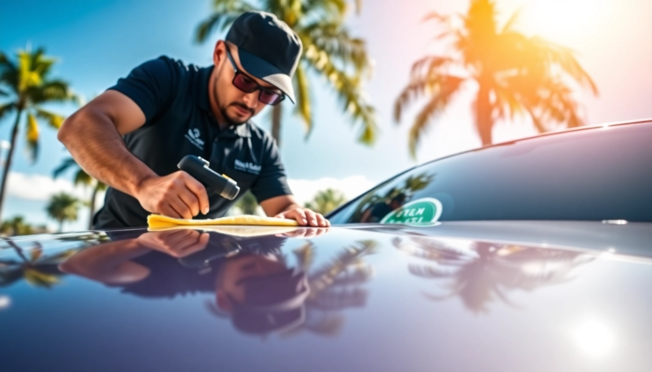 Mobile detailing Hollywood FL showcasing a shiny car being expertly cleaned.