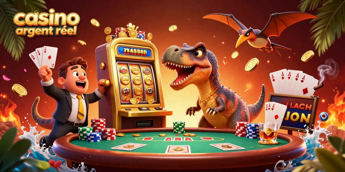 Les personnages emblématiques du casino en ligne argent réel s'affrontent pour gagner des pièces d'or dans une scène animée.