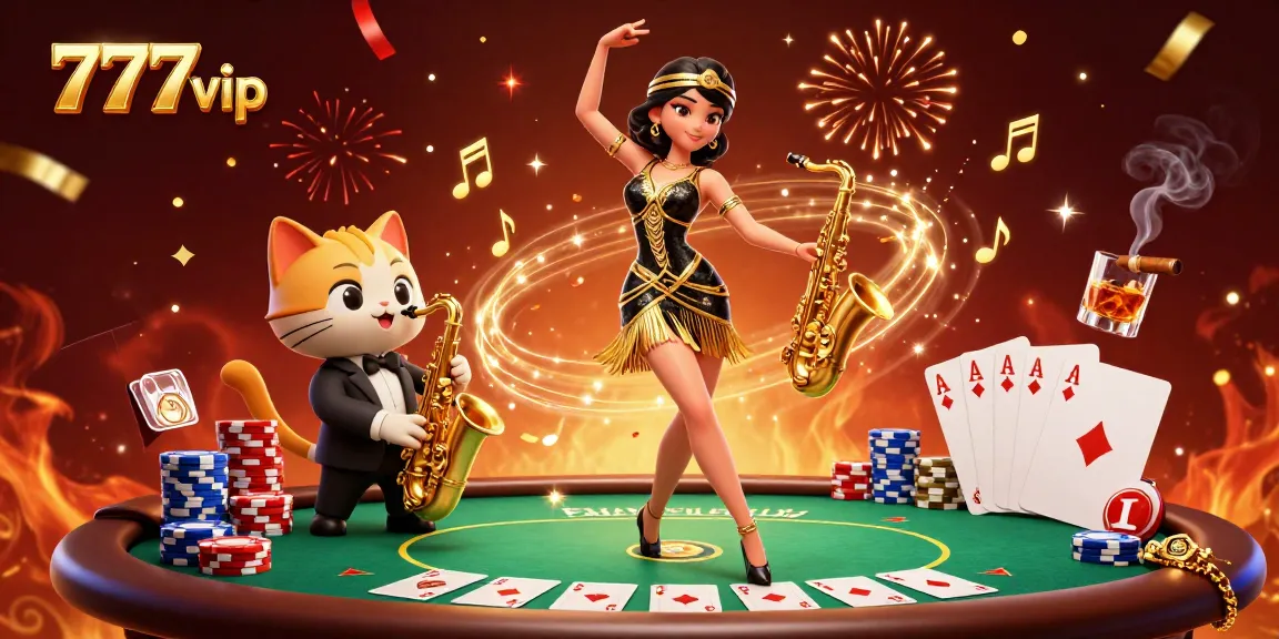 Play thrilling games like poker at 777vip with exciting characters and vibrant casino elements.
