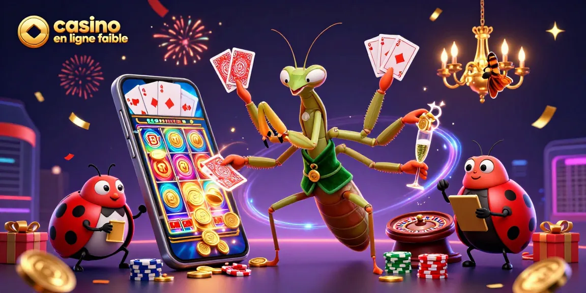 Jouer dans un casino en ligne fiable avec un personnage en manteau de velours vert servant des cartes, des jetons et du champagne.