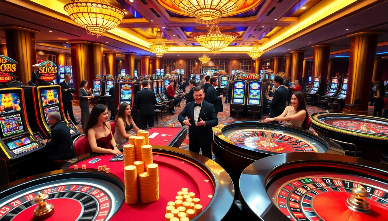 Spinning SLOT88 slot machines with players enjoying a lively casino atmosphere.