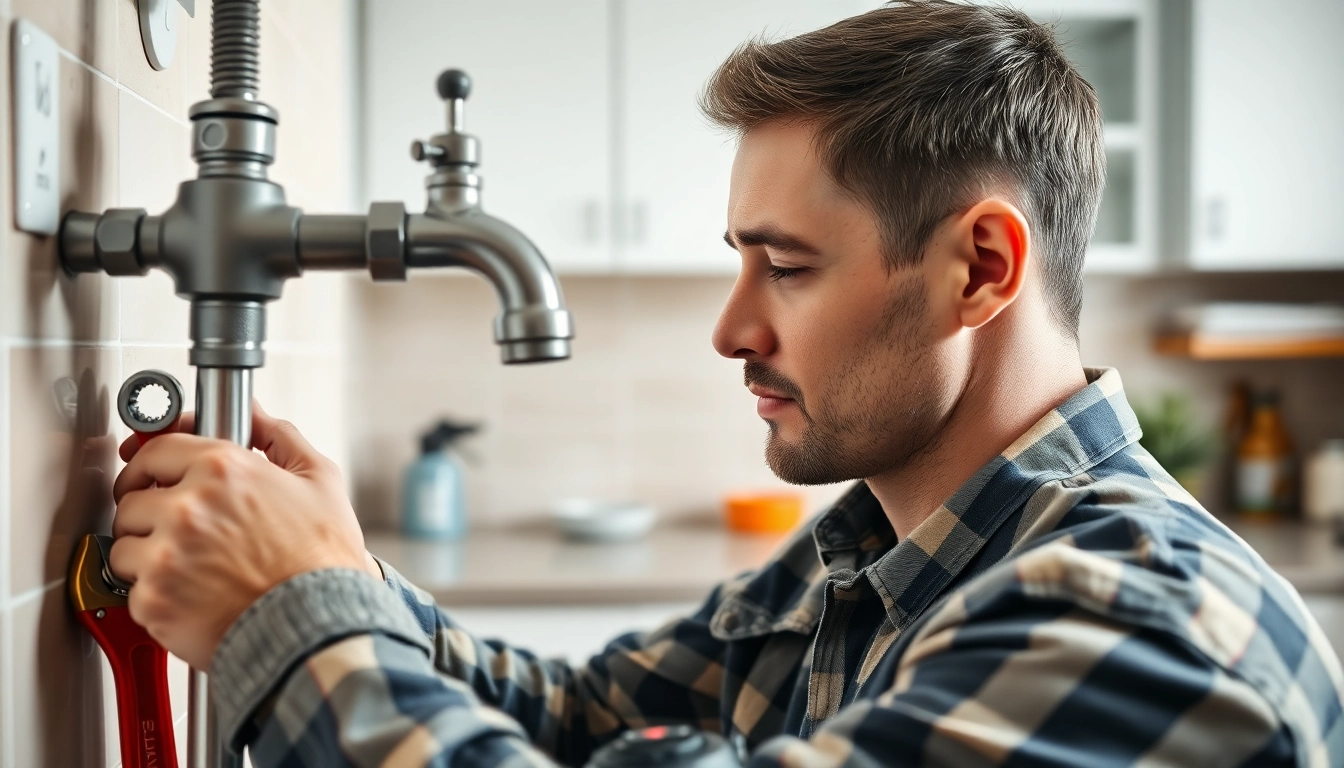 Plumbing knightdale expert repairing faucets in a well-lit kitchen, showcasing meticulous craftsmanship.
