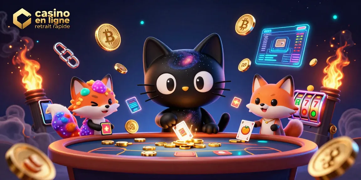 Jouez au casino en ligne retrait rapide avec un chat noir et une renarde nébuleuse au centre d'une table cosmique.
