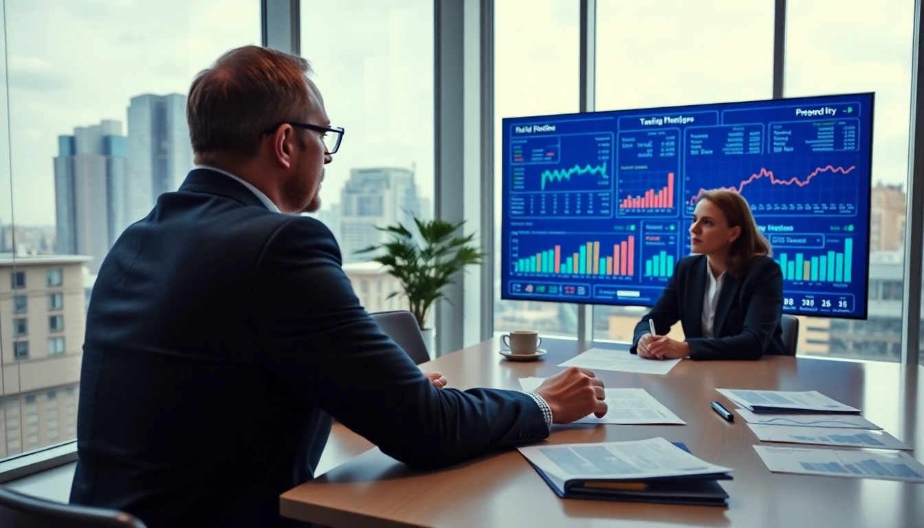 Beratungstermin bei https://zukunftkapital.de, in einem modernen Büro mit einem Finanzberater.