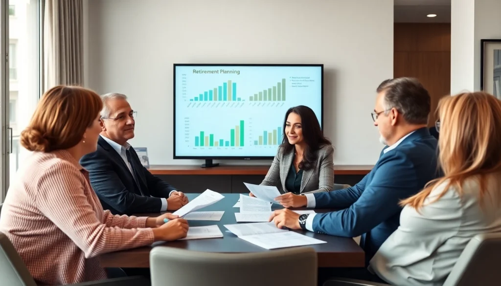 Engaging discussion on retirement planning for business owners San Antonio in a modern office setting.
