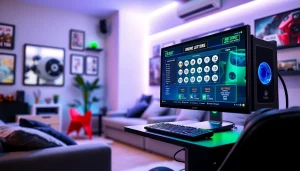 Menggambarkan suasana gaming dengan diantogel yang ditampilkan pada layar komputer dual-screen.