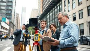Engaging noise impact assessment professionals measuring sound levels with advanced equipment.