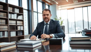 Engaging lawyer at https://www.steinhardtlawfirm.com's office, emphasizing professionalism and trust.