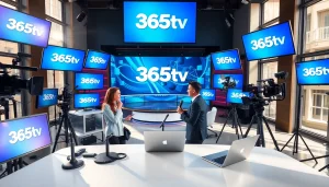 365tv의 스튜디오에서 방송 중인 진행자의 모습