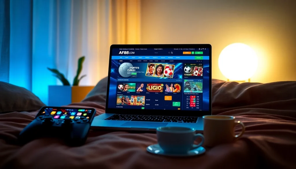 Engaging view of af88.com homepage on a laptop, promoting an exciting online betting experience.