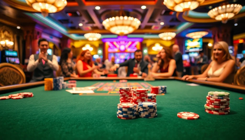 คาสิโนที่เต็มไปด้วยความตื่นเต้นและบรรยากาศหรูหราในฉากน่าตื่นตาตื่นใจ