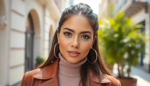 Engaging shot of Vogue Williams at https://diknews.co.uk/vogue-williams/ showcasing her chic urban style.