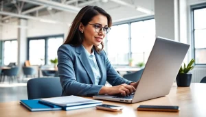 Enhance your outreach with this LinkedIn Profile Rental setup in a modern office.