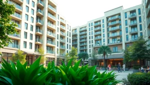 View the modern condominium complex at https://newdeveloperlaunch.sg, showcasing luxury living in Singapore with vibrant outdoor spaces.