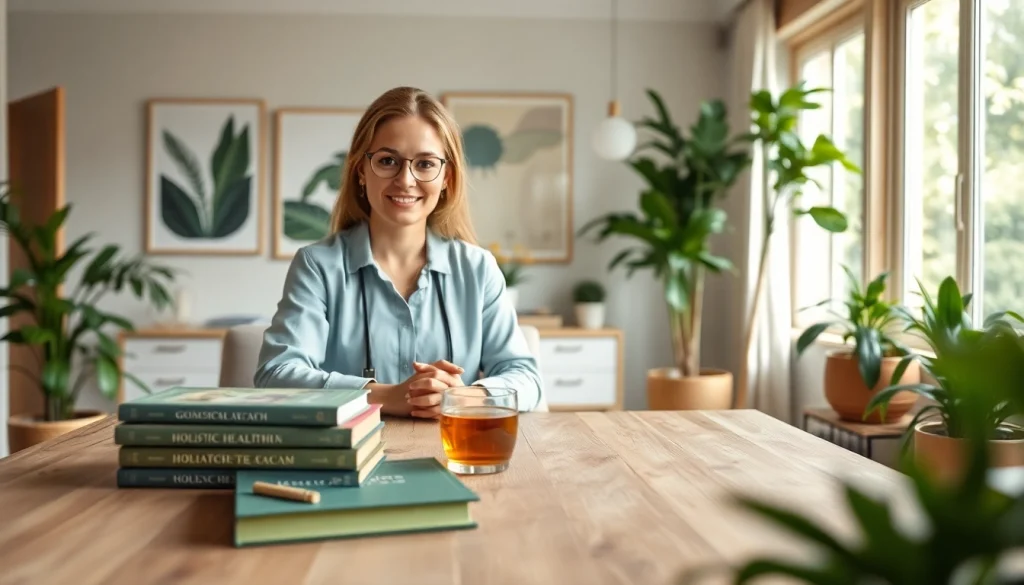 Promote wellness insights at https://healthyvix.com with a calming consultation scene.