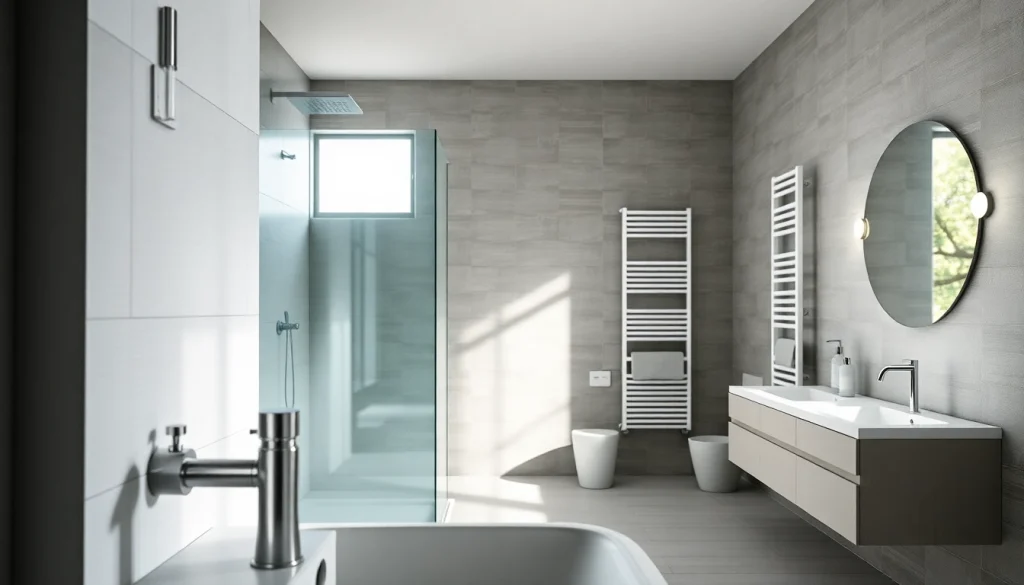 Entdecken Sie elegante Badezimmerprodukte von sonni sanitär, darunter hochwertige Duschwände und Heizkörper.