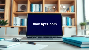 Engaging digital marketing workspace showcasing https://fhpts.com on a sleek laptop screen.