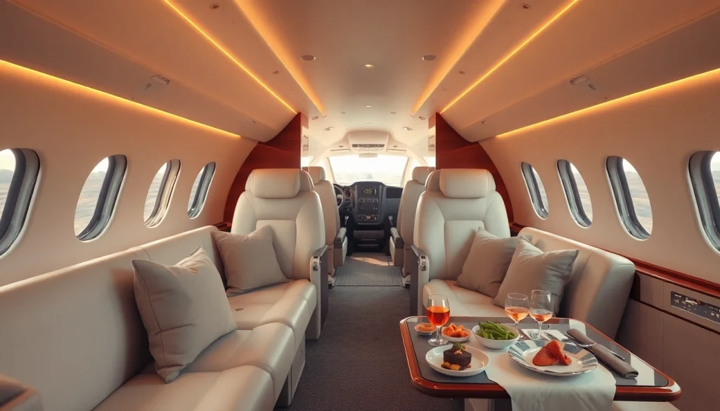 Experience luxury travel with https://flymarquis.com in an elegant private jet interior.