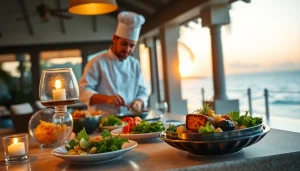 Experience the artistry of a private chef Sint Maarten crafting exquisite dishes in a serene villa.