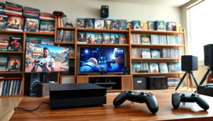 Mencari daftar ggsoft game dari koleksi permainan dalam ruangan gaming yang rapi.