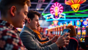 Bermain di https://rusia777.com dengan mesin slot modern dan pemain yang ceria.