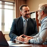 South Dakota truck accident lawyer consulting a client in a professional office.
