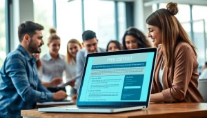 Dynamic team engaged in creating a free job post in a collaborative office space.