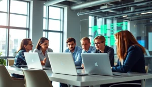 Engaging IT professionals discuss strategies for Managed Services Fredericksburg with digital tools.