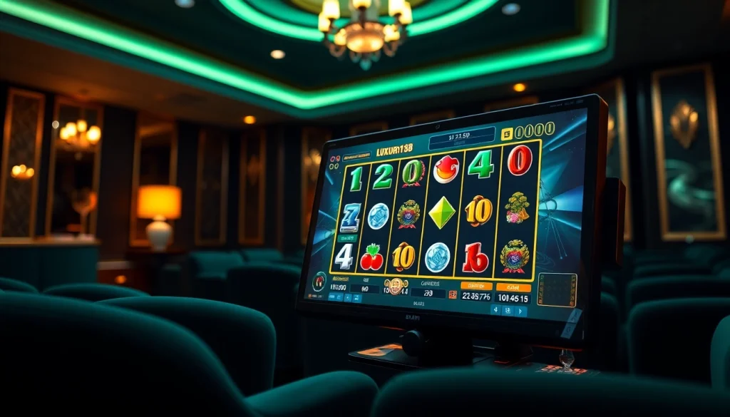 Main interface of luxury138 slot game showcasing thrilling gameplay in a luxurious casino setting.