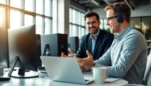 Provide expert computer support while assisting a client in a modern office environment.