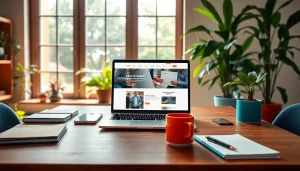 Engaging workspace at https://eztips.com featuring a laptop, plants, and natural light.