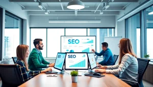 Boost your online presence with this seo company showcasing a dynamic marketing team.