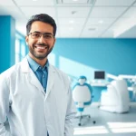 Dr. Shahram Valiani DDS showing a welcoming smile in a modern dental clinic environment.