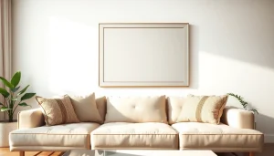 Elevate your decor with a handmade mirror from https://merithome.co.uk, showcased in a chic living room setting.