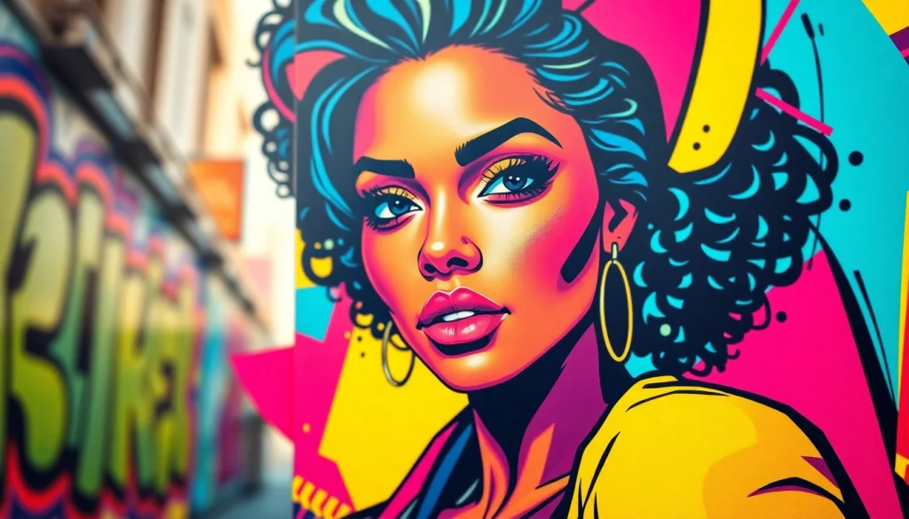 Eye-catching pop art canvas showcasing an abstract portrait with vibrant colors and dynamic patterns.