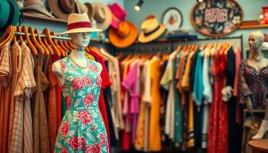 Shop unique vintage apparel at https://thrift-vintage.com with vibrant clothing displayed in a charming boutique.
