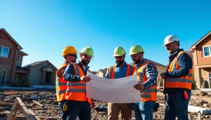 Building companies near me working efficiently on a residential construction project.