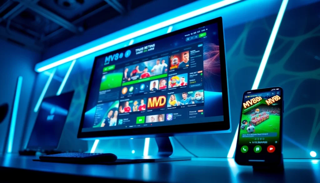 MV 88 app interface displayed on a modern device, showcasing vibrant gaming graphics.
