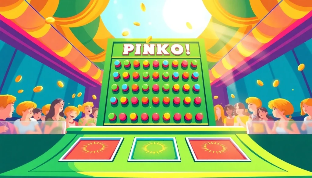 Engaging plinko game board with colorful pegs and prize slots capturing player excitement.