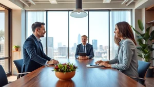 Financial advisor San Antonio consulting clients in a professional office environment.