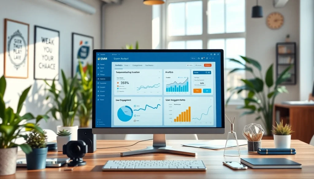 Engaging SMM panel interface showcasing analytics in a bright digital workspace.