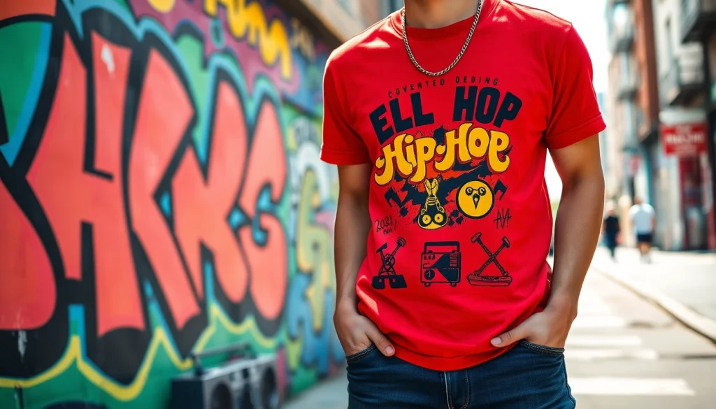 Menampilkan t-shirt hip-hop retro dengan desain unik dan warna cerah, link alternatif lapak303 game untuk penggemar fashion urban.