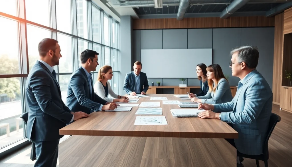 Quickplus Business Consultants collaborating in a modern office environment promoting professionalism and teamwork.