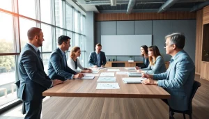 Quickplus Business Consultants collaborating in a modern office environment promoting professionalism and teamwork.