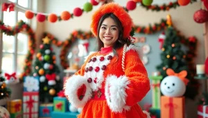 Pietenpak worn by a festive character surrounded by colorful holiday decorations.