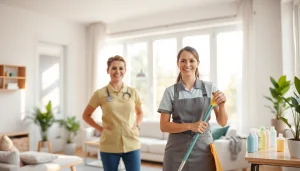 Experience a thorough cleaning service with professional cleaners in a bright, tidy living room.
