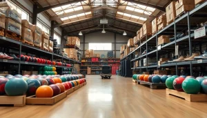 Refurbished used bowling equipment displayed in a well-lit warehouse, emphasizing quality and affordability.