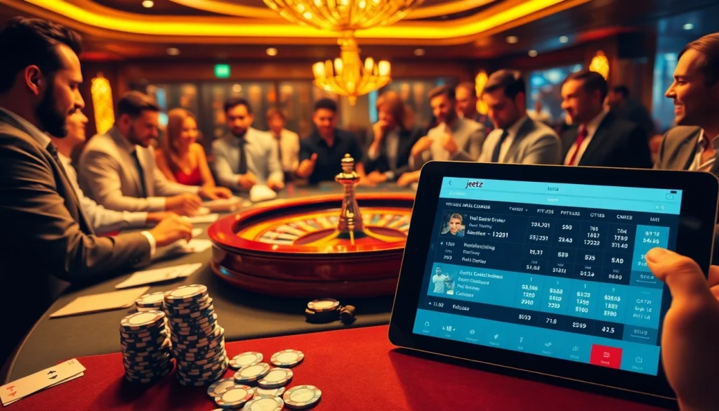 Exciting gameplay at jeetbuzz with players engaged at a roulette table.